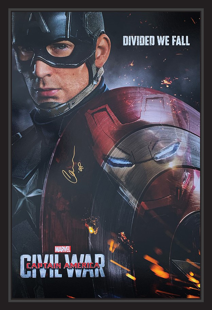 Framed Captain America Poster Signed by Chris Evans