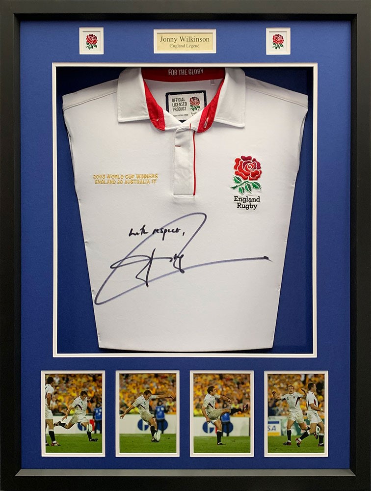 Framed Jonny Wilkinson Signed England 2003 Embroidery Shirt